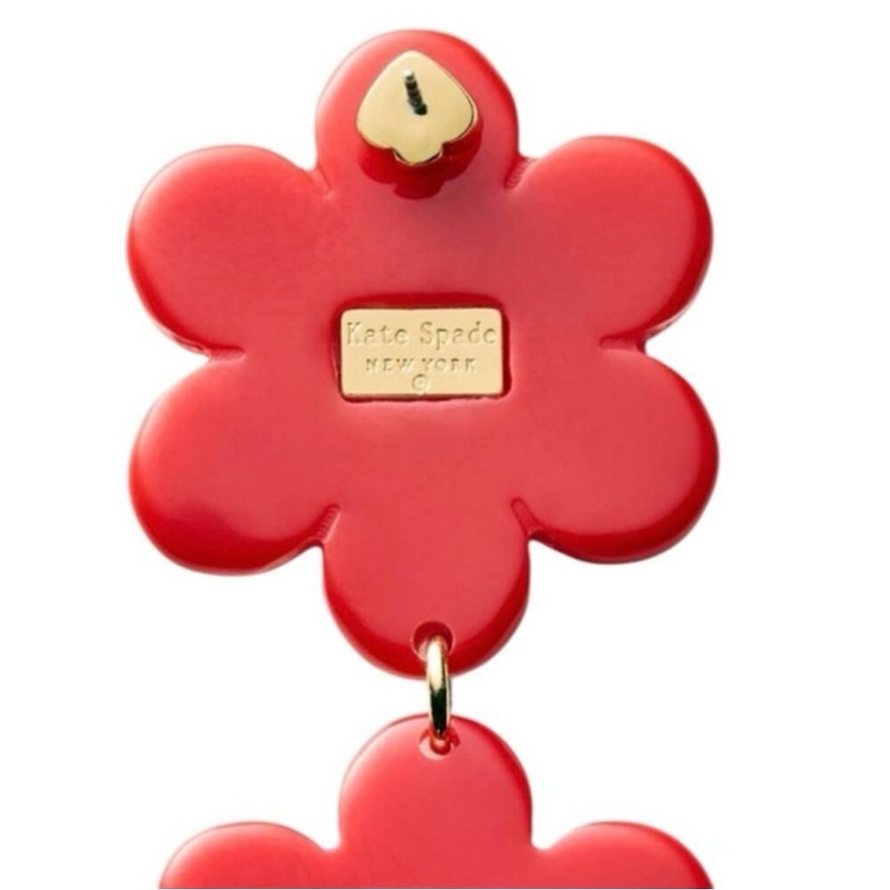 Kate Spade X Target Red Flower Earrings Limited Addition Whimsical Retro Fantasy - Picture 6 of 6